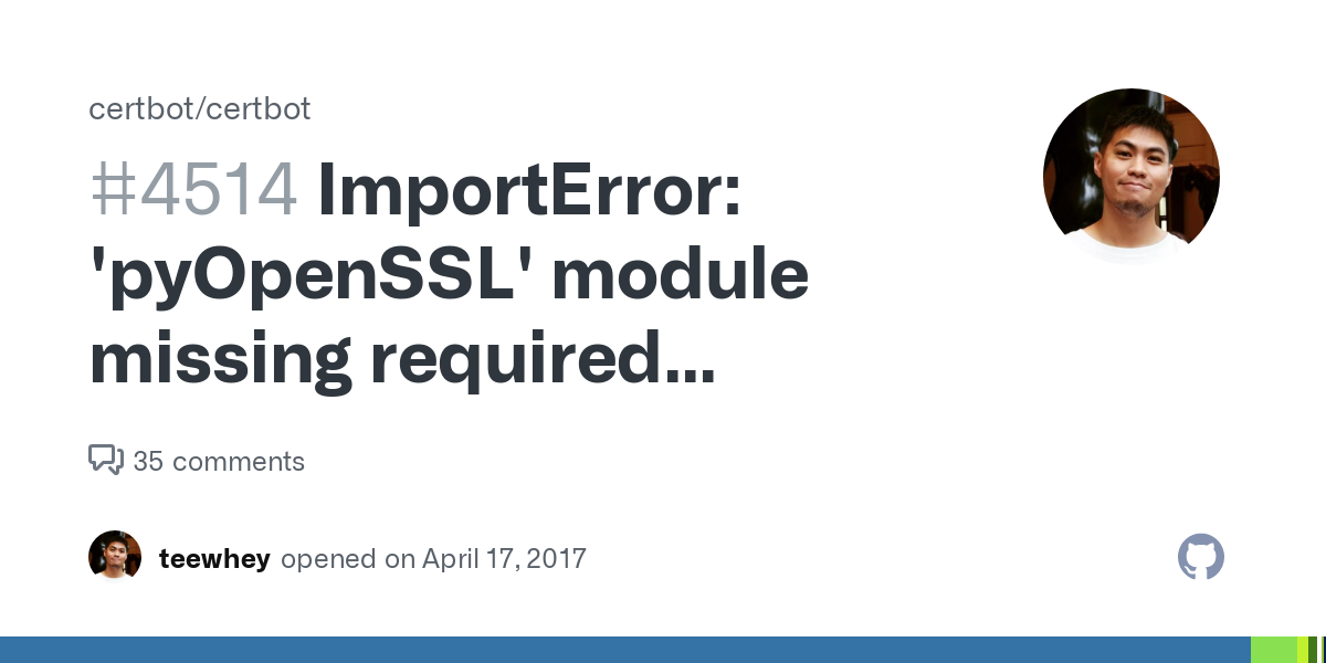 certbot: ImportError: ‘pyOpenSSL’ module missing required functionality解决办法